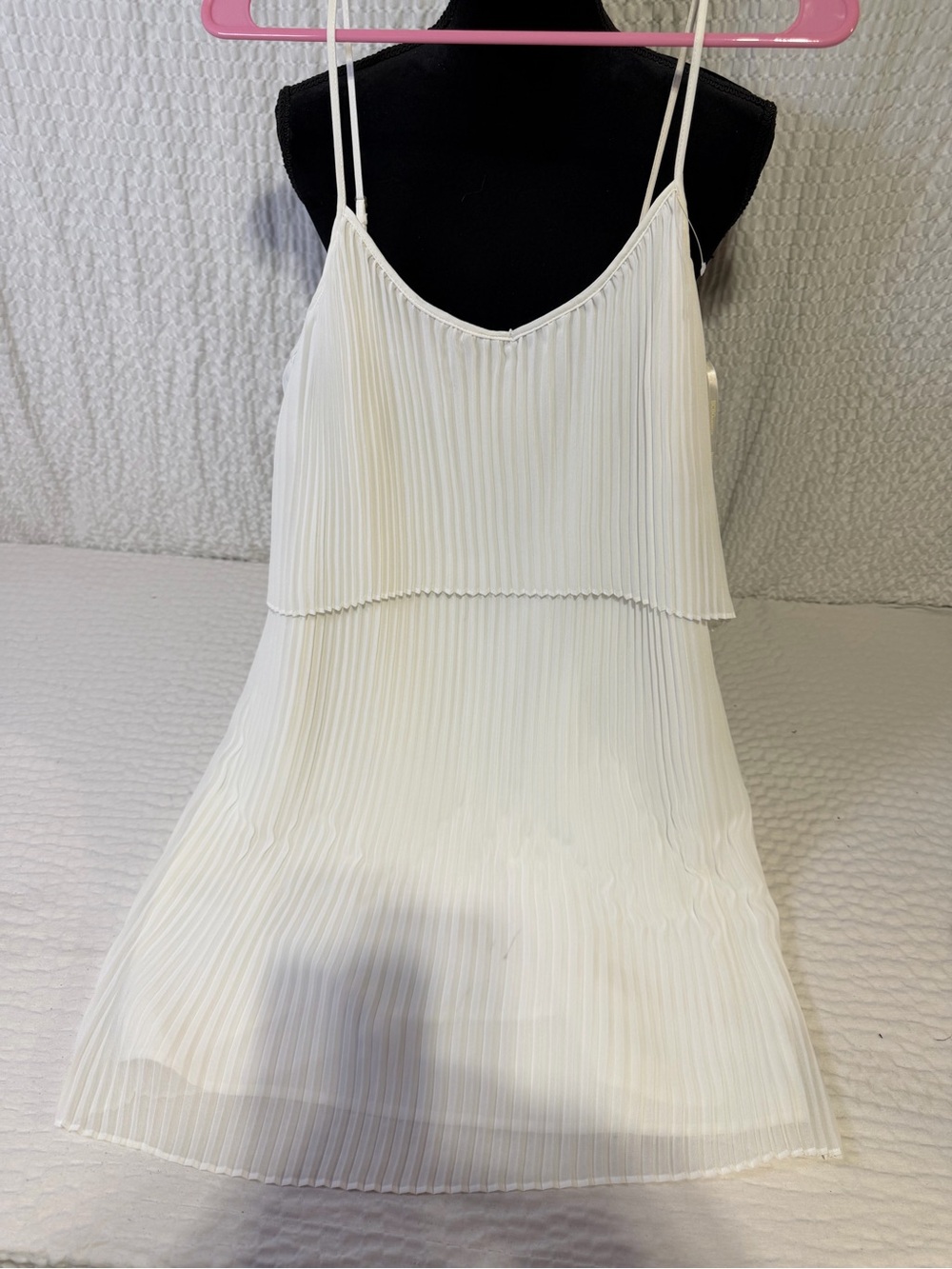 BCBGeneration White Pleated Spaghetti Strap Camisole Dress